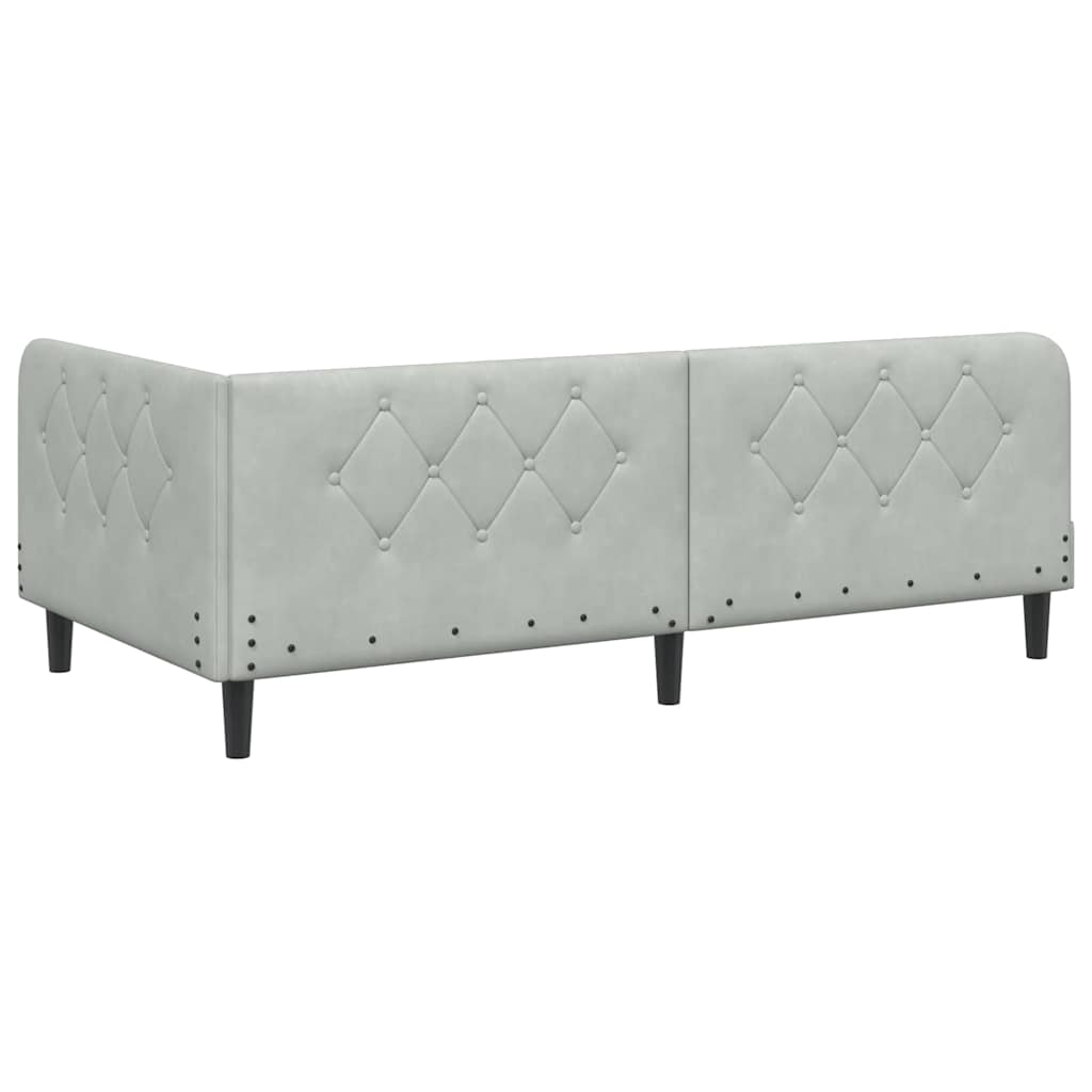 Kutni okvir kreveta Svijetlo siva 90 x 190 cm Baršun