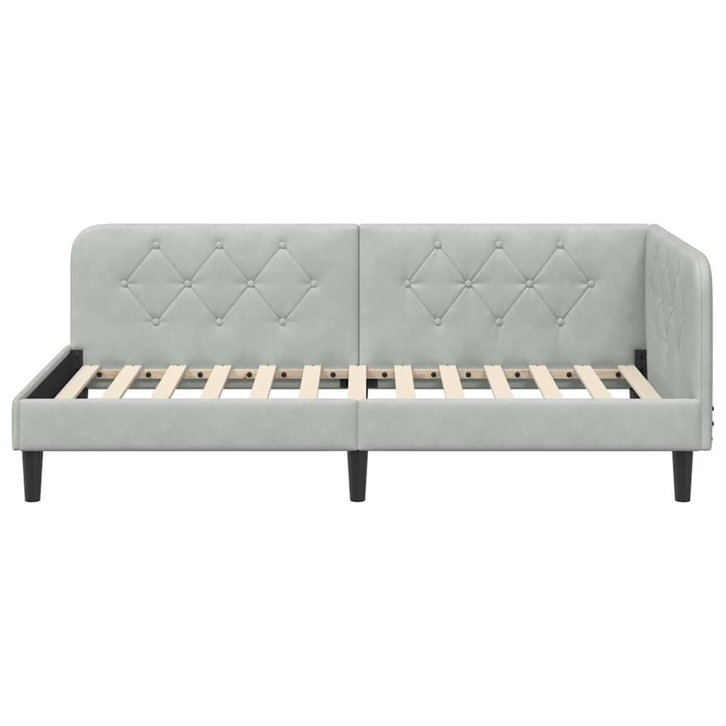 Kutni okvir kreveta Svijetlo siva 90 x 190 cm Baršun