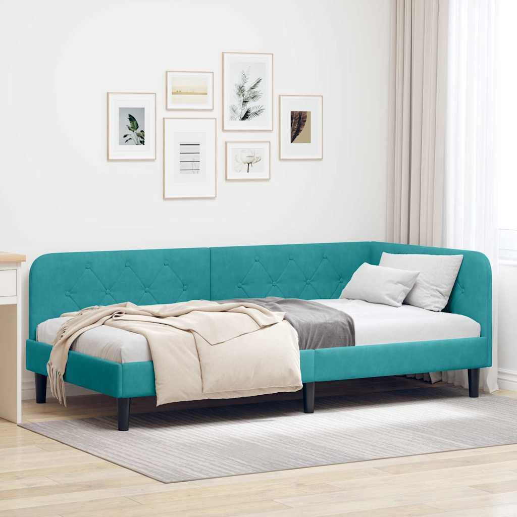 Kutni okvir kreveta Tirkizna 90 x 190 cm Baršun
