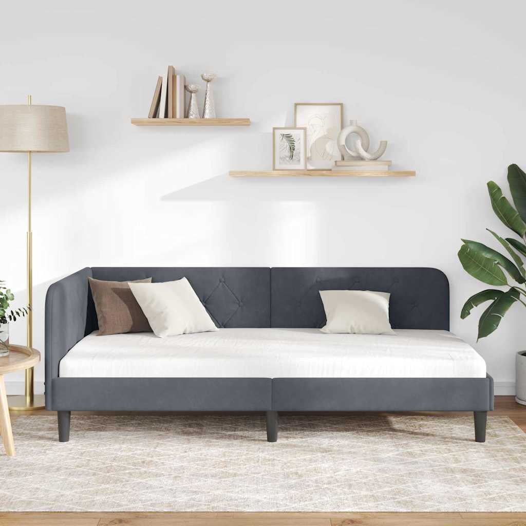 Kutni okvir kreveta Tamno siva 100 x 200 cm Baršun