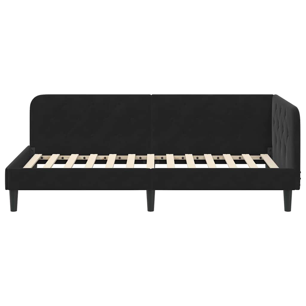 Kutni okvir kreveta Crna 100 x 200 cm Baršun