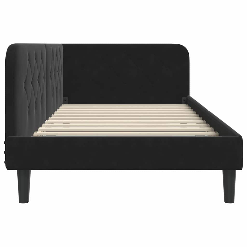 Kutni okvir kreveta Crna 100 x 200 cm Baršun