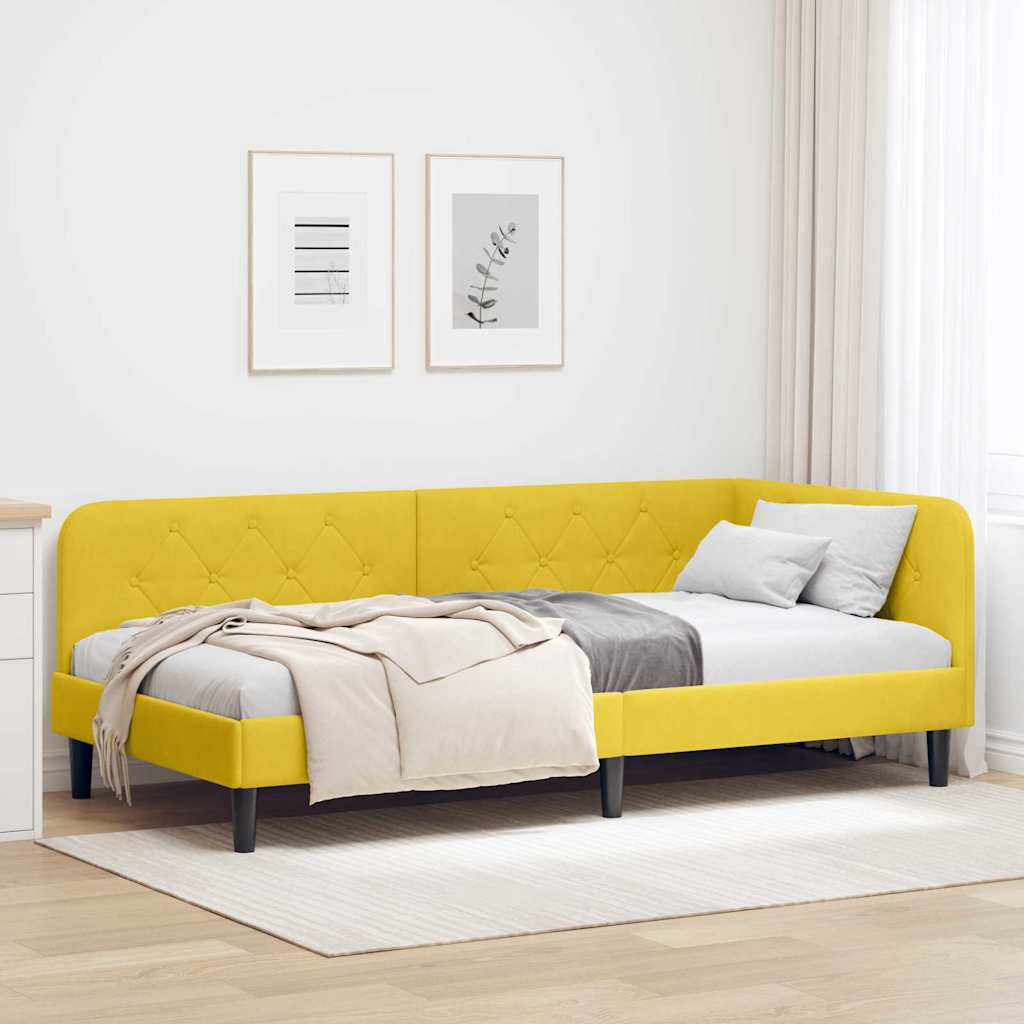 Kutni okvir kreveta Žuta 100 x 200 cm Baršun