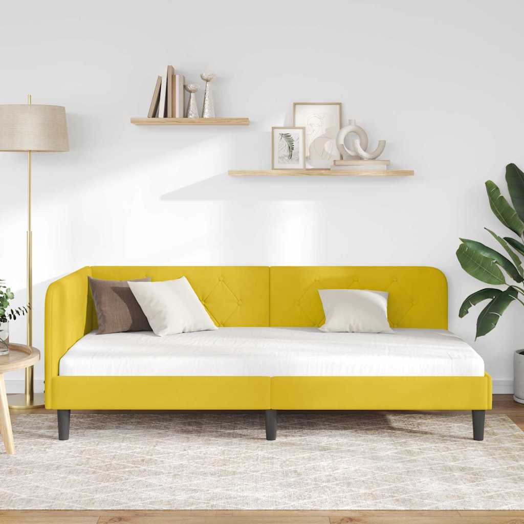 Kutni okvir kreveta Žuta 100 x 200 cm Baršun