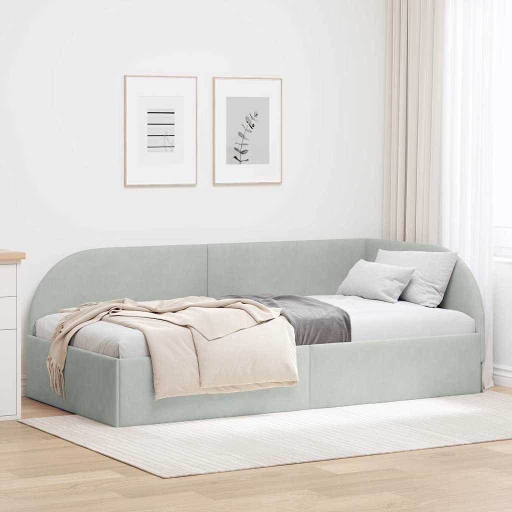 Kutni okvir kreveta Svijetlo siva 80 cm x 200 cm Baršun