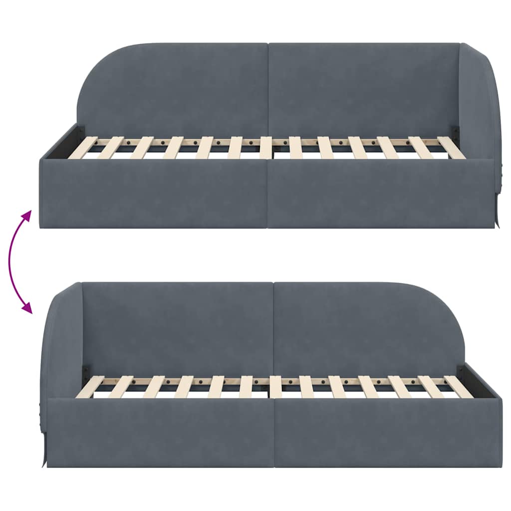 Kutni okvir kreveta Tamno siva 80 cm x 200 cm Baršun