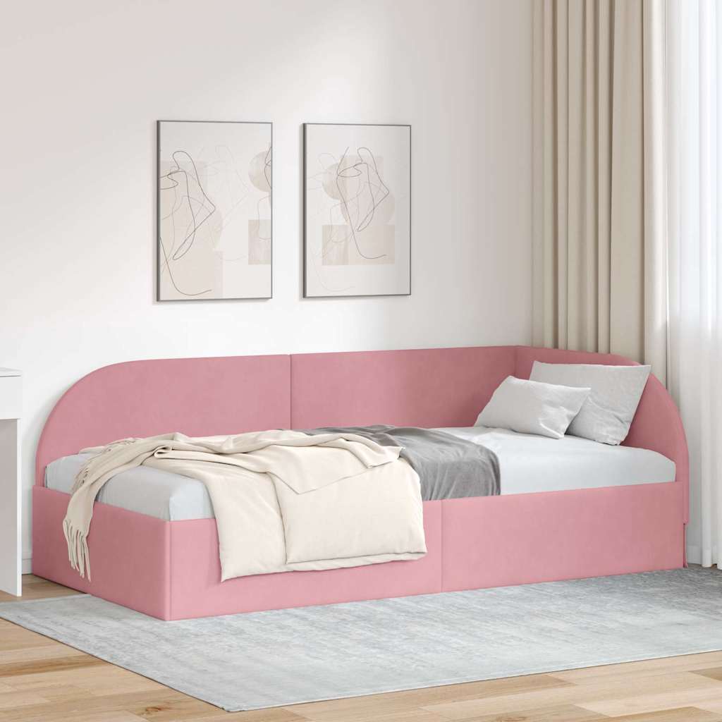 Kutni okvir kreveta Ružičasta 80 cm x 200 cm Baršun
