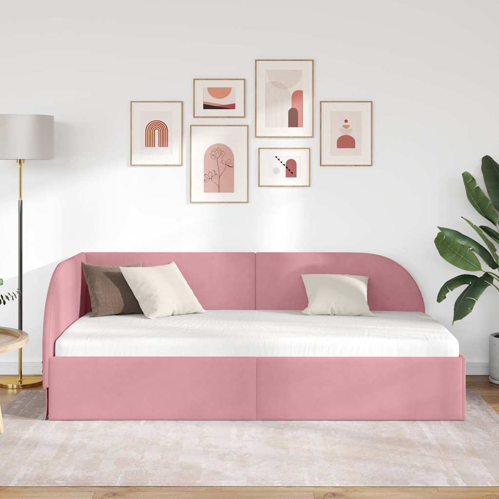 Kutni okvir kreveta Ružičasta 80 cm x 200 cm Baršun