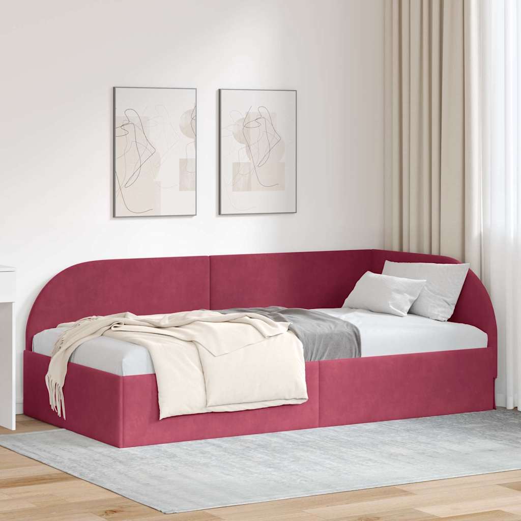 Kutni okvir kreveta Vinska crvena 80 cm x 200 cm Baršun