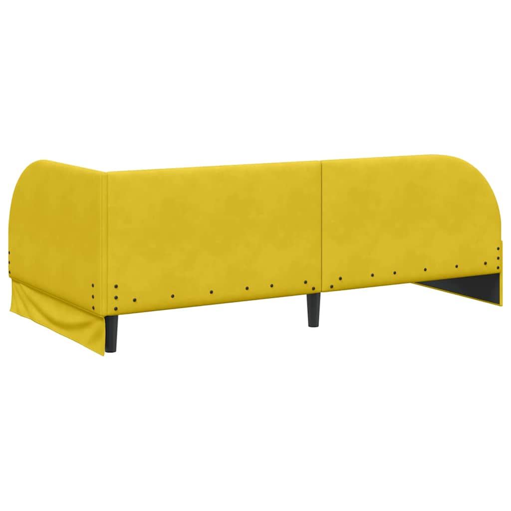 Kutni okvir kreveta s uzglavljem Žuta 80 cm x 200 cm Baršun