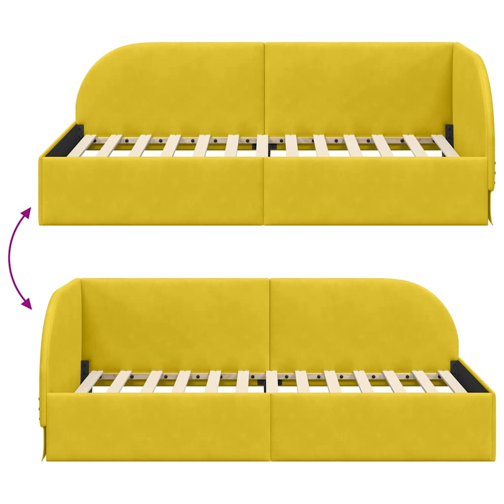 Kutni okvir kreveta s uzglavljem Žuta 80 cm x 200 cm Baršun