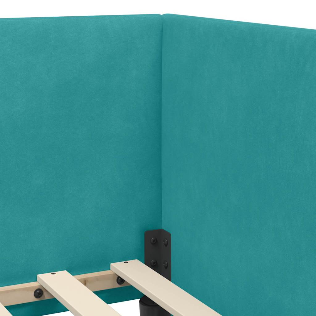 Kutni okvir kreveta s uzglavljem Tirkizna 80 cm x 200 cm Baršun