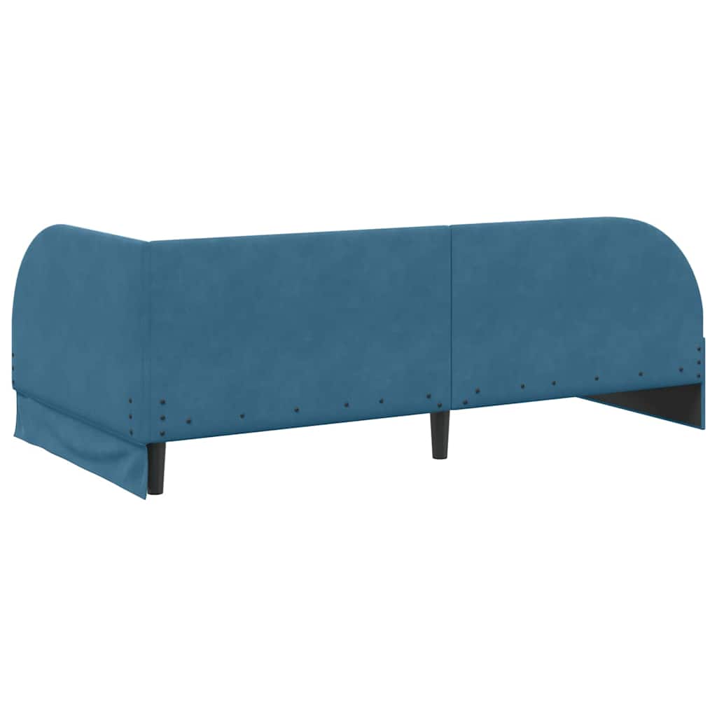 Kutni okvir kreveta s uzglavljem Plava 90 cm x 190 cm Baršun
