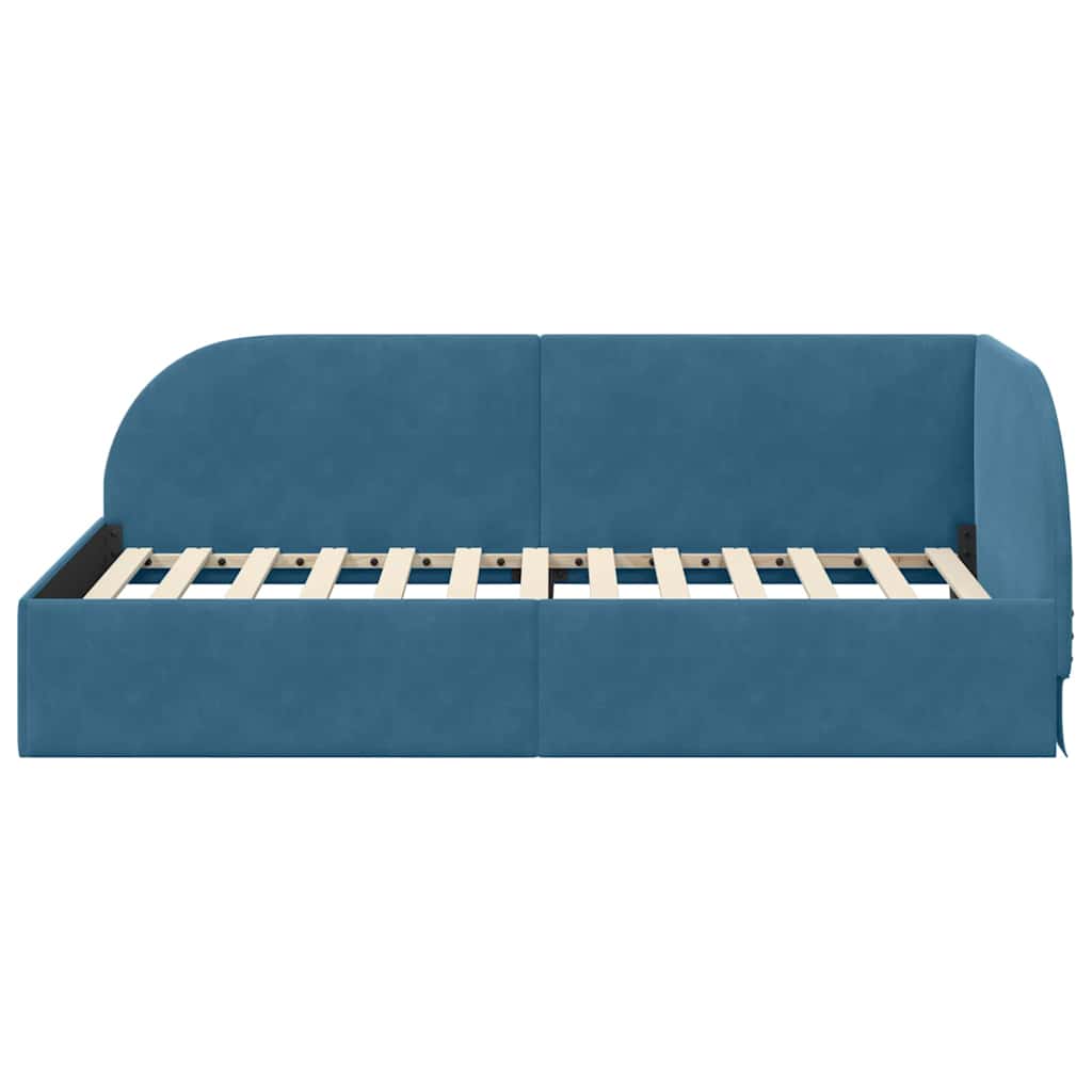 Kutni okvir kreveta s uzglavljem Plava 90 cm x 190 cm Baršun