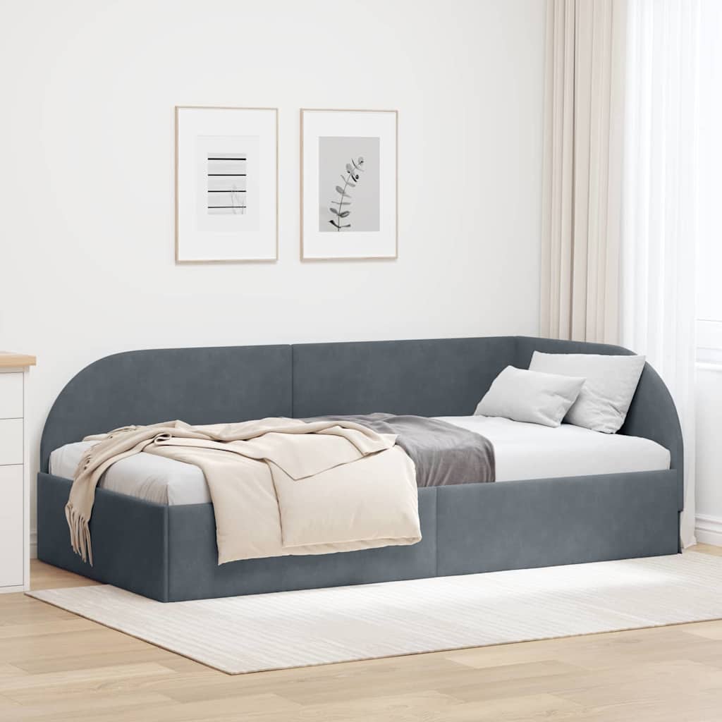 Kutni okvir kreveta Tamno siva 90 cm x 190 cm Baršun