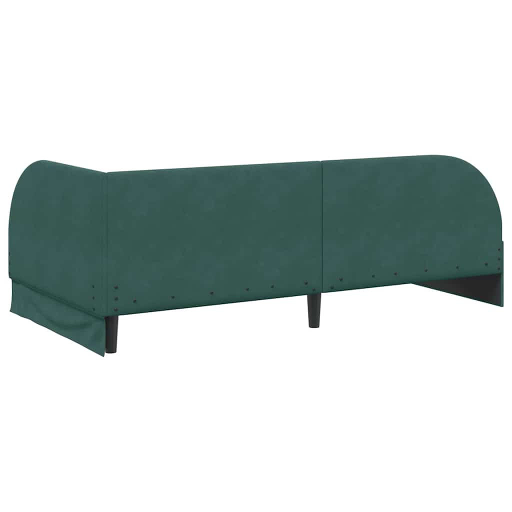 Kutni okvir kreveta Tamnozelena 90 cm x 190 cm Baršun