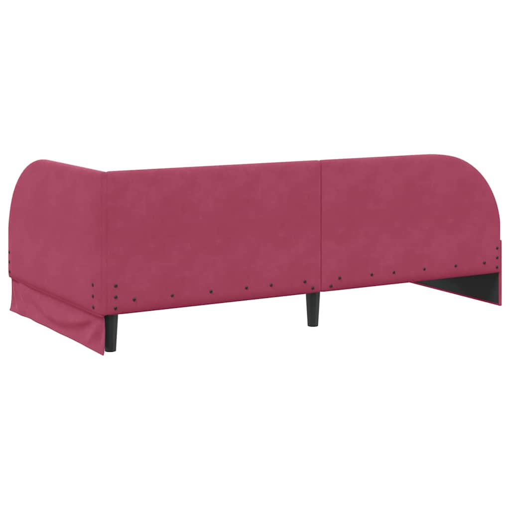 Kutni okvir kreveta Vinska crvena 90 cm x 190 cm Baršun