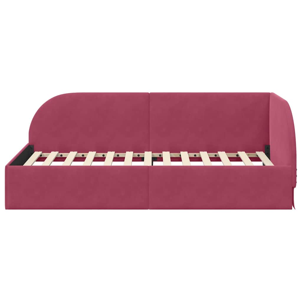 Kutni okvir kreveta Vinska crvena 90 cm x 190 cm Baršun