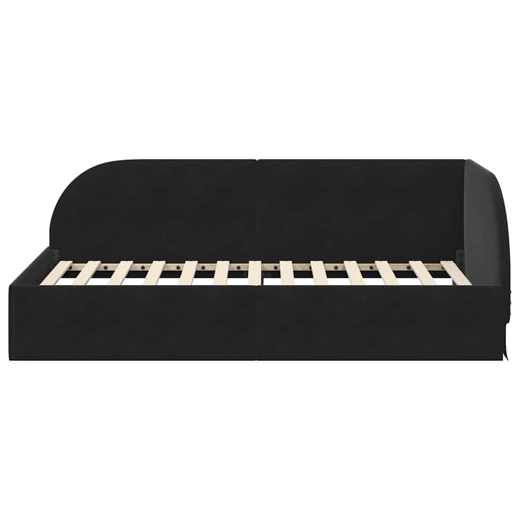 Kutni okvir kreveta s uzglavljem Crna 90 cm x 190 cm Baršun