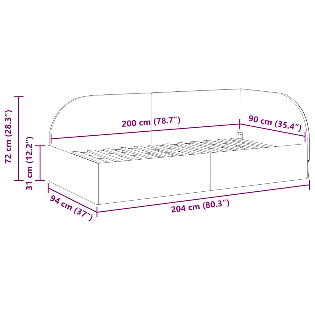 Kutni okvir kreveta s uzglavljem Žuta 90 cm x 200 cm Baršun