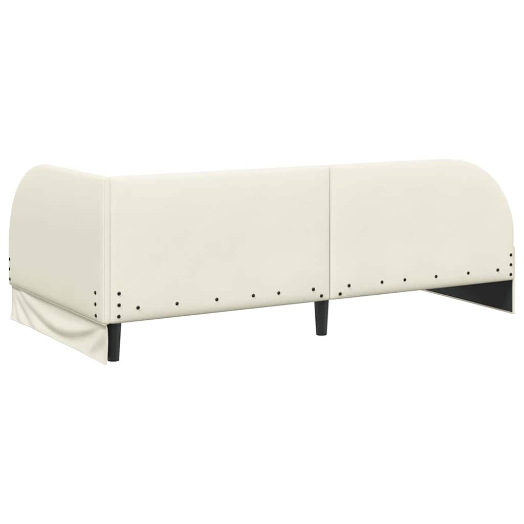 Kutni okvir kreveta s uzglavljem Krema 90 cm x 200 cm Baršun