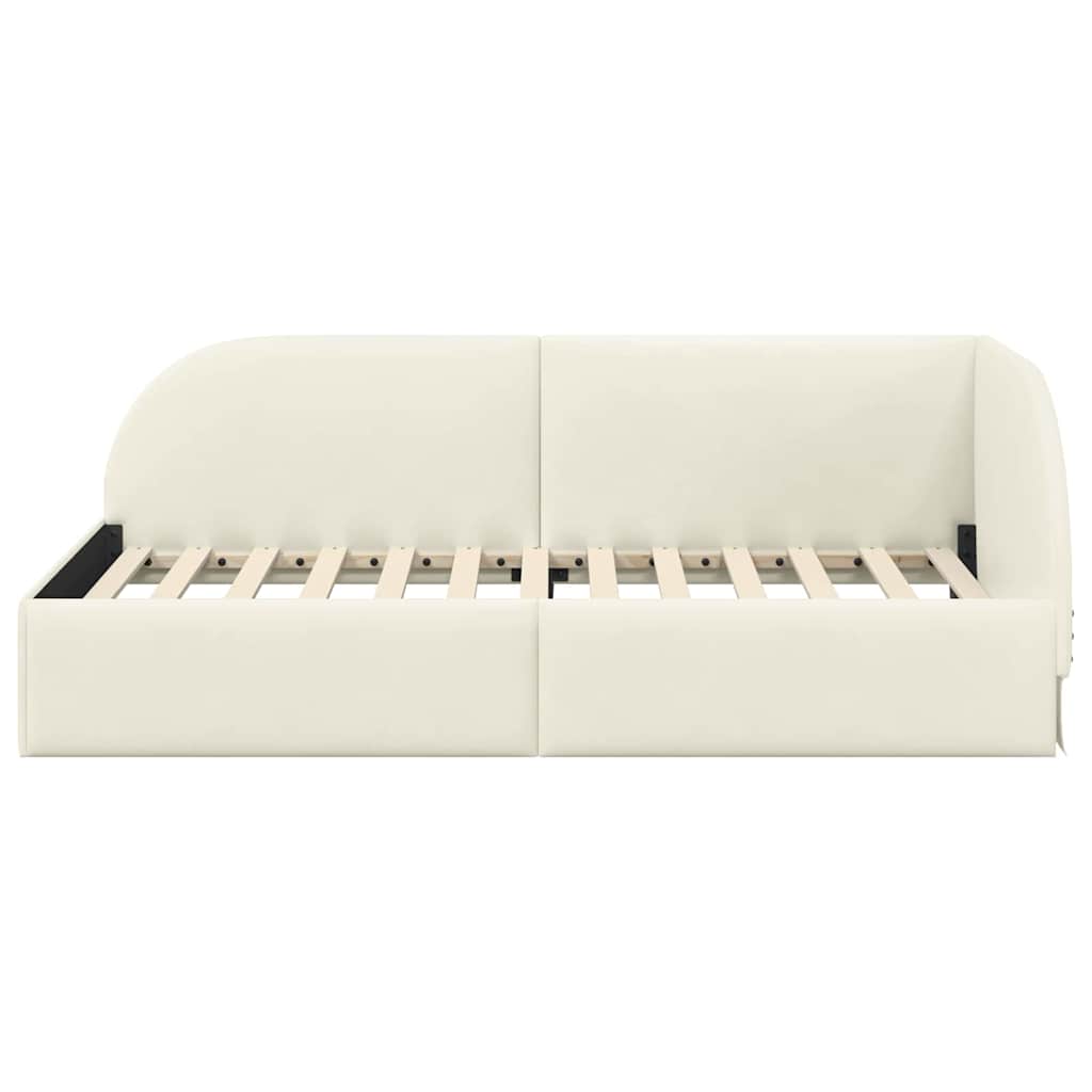 Kutni okvir kreveta s uzglavljem Krema 90 cm x 200 cm Baršun
