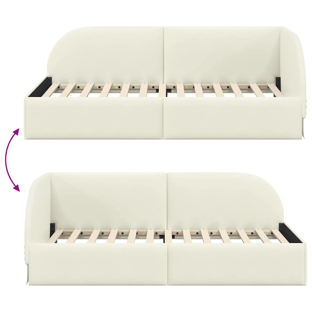 Kutni okvir kreveta s uzglavljem Krema 90 cm x 200 cm Baršun