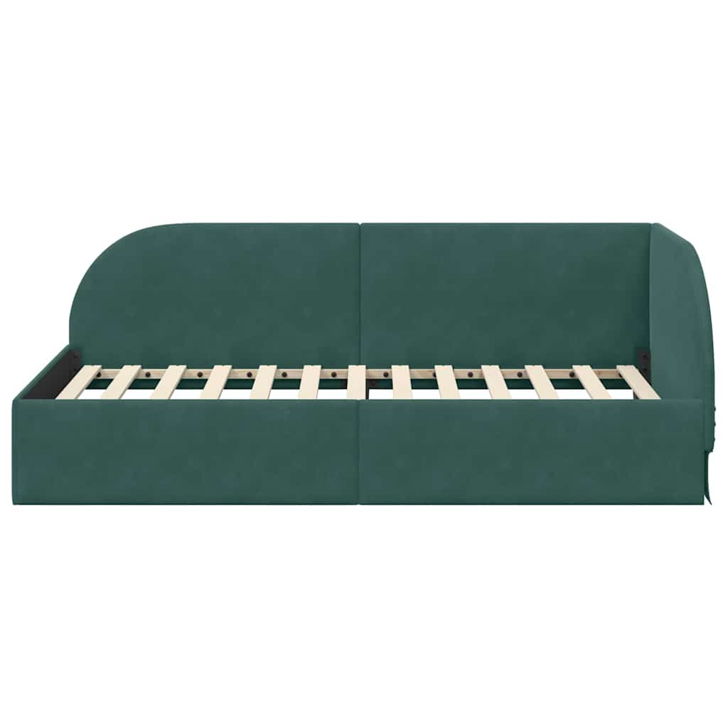 Kutni okvir kreveta Tamnozelena 100 cm x 200 cm Baršun