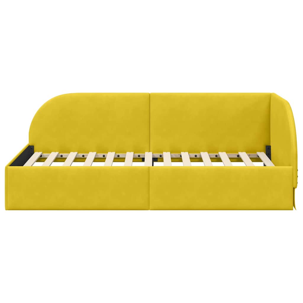 Kutni okvir kreveta s uzglavljem Žuta 100 cm x 200 cm Baršun