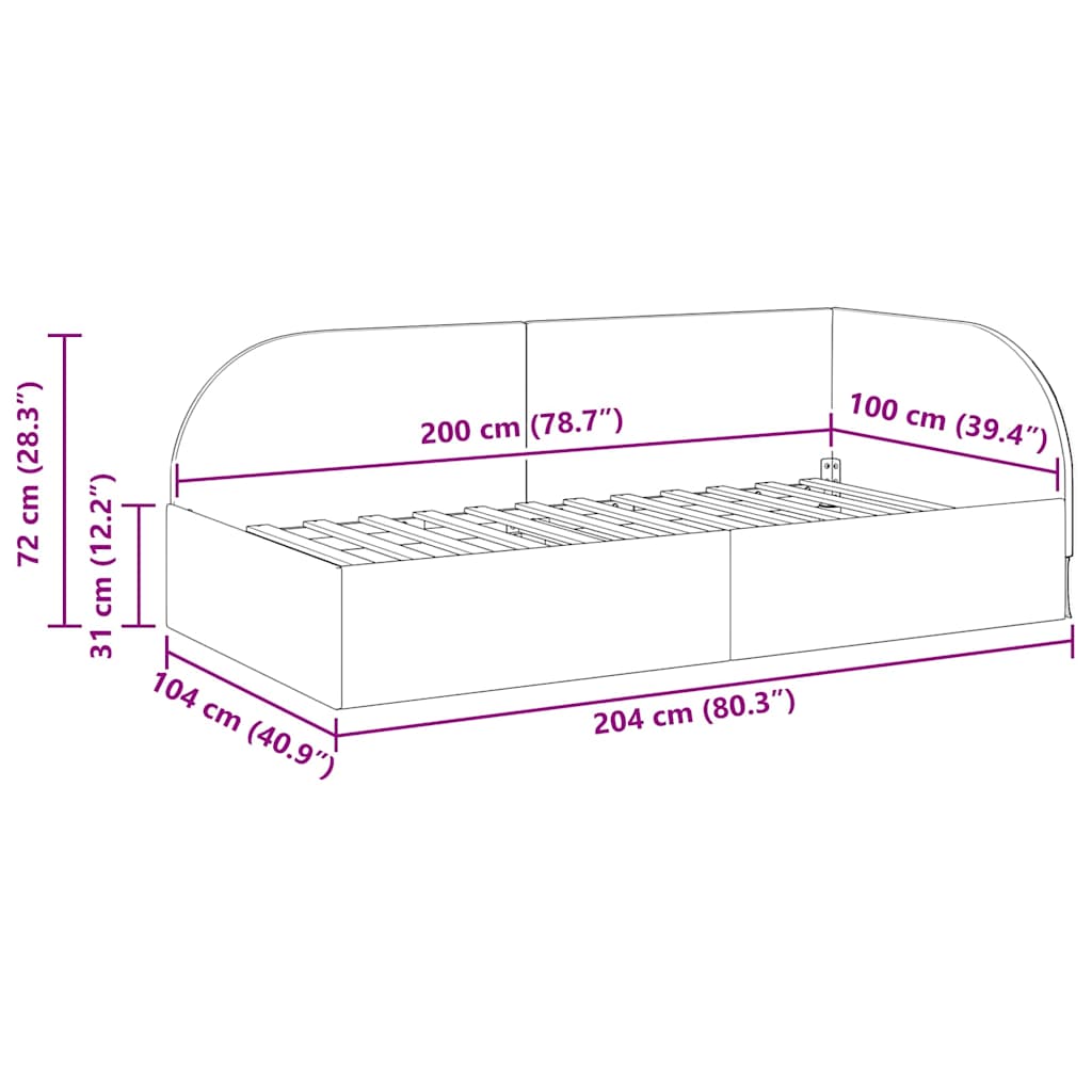 Kutni okvir kreveta s uzglavljem Žuta 100 cm x 200 cm Baršun
