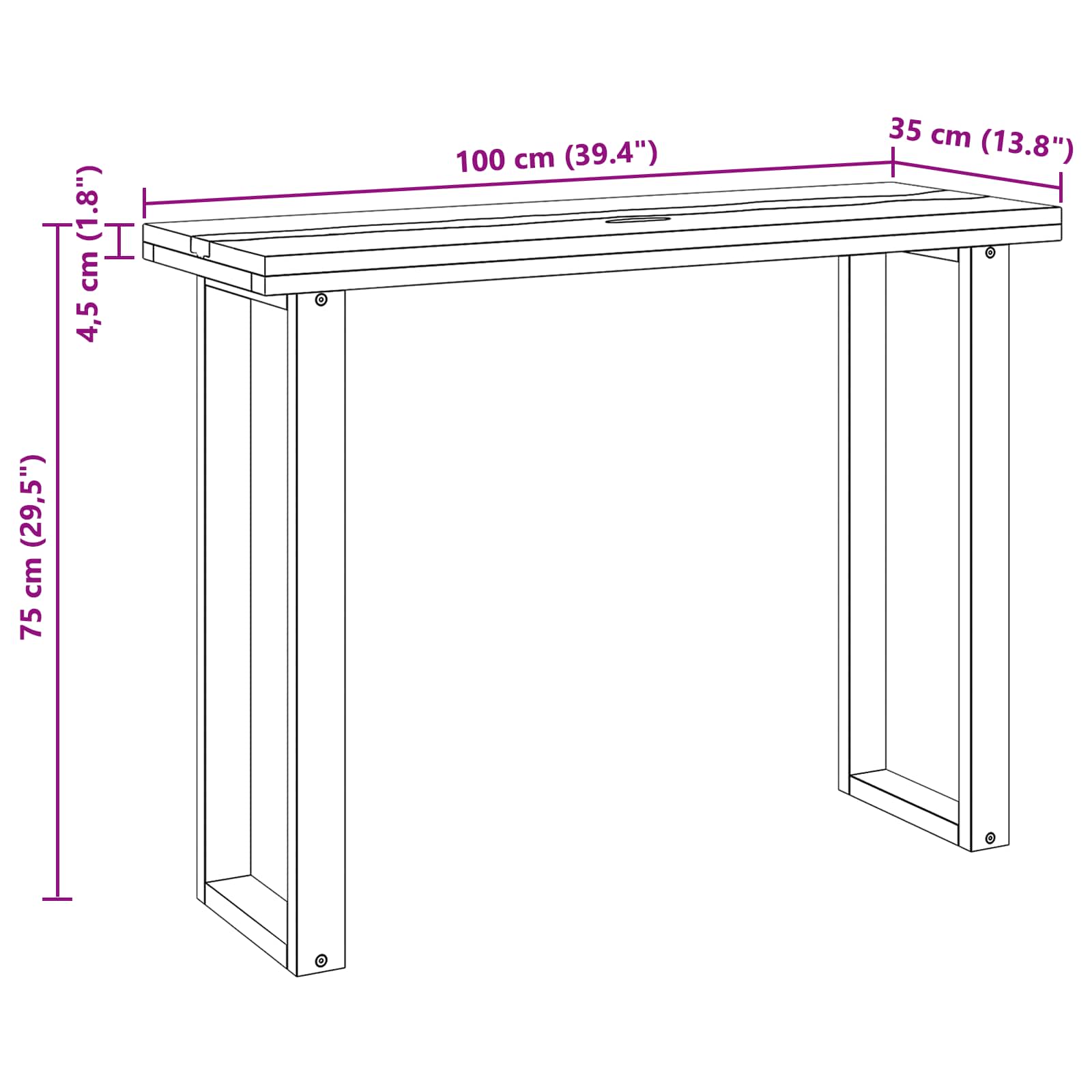 Konzolna stolica Smeđa 100 x 35 x 75 cm Čvrsto teak drvo