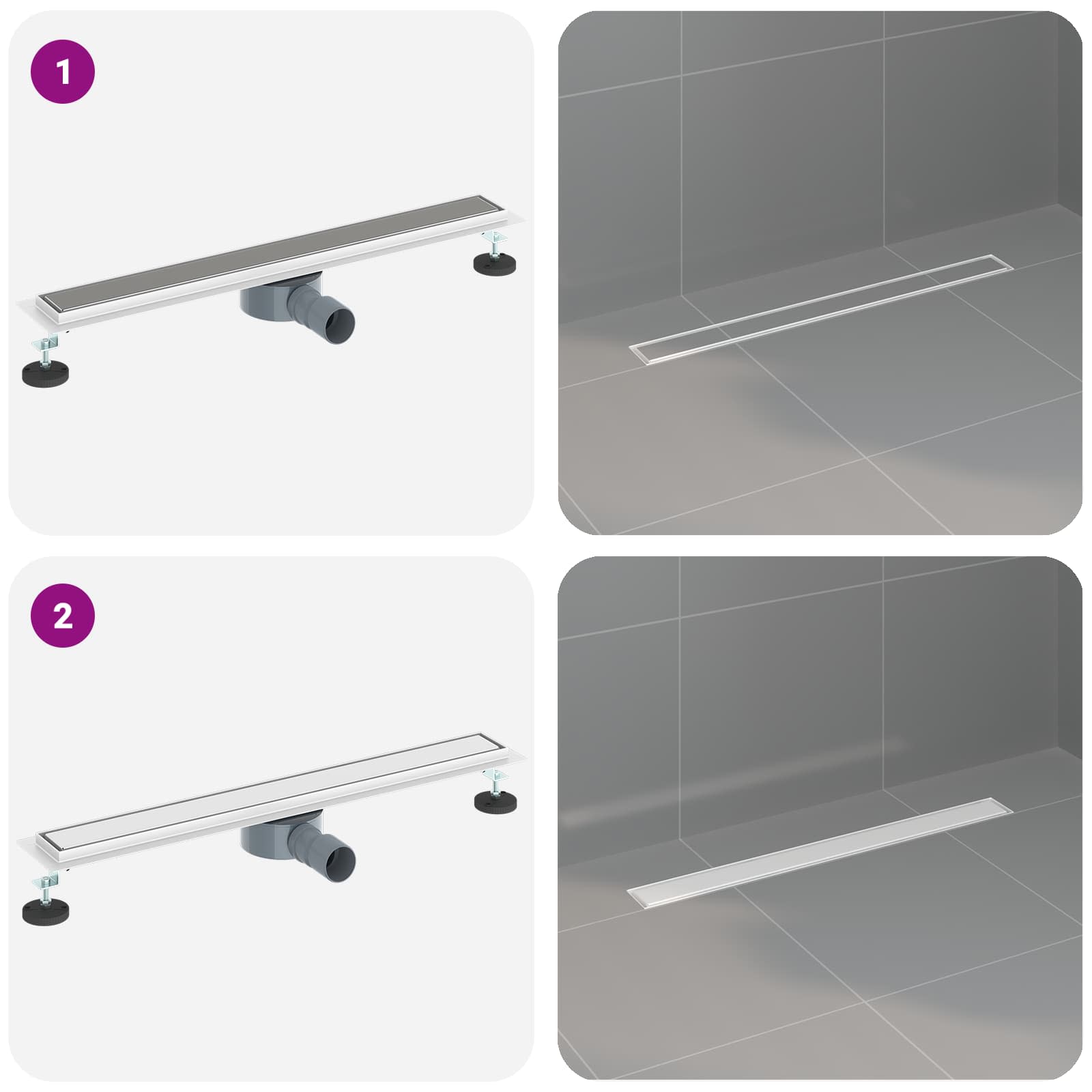 Tuš kanal 2-u-1 sa 360° sifonom Srebrno 70 cm
