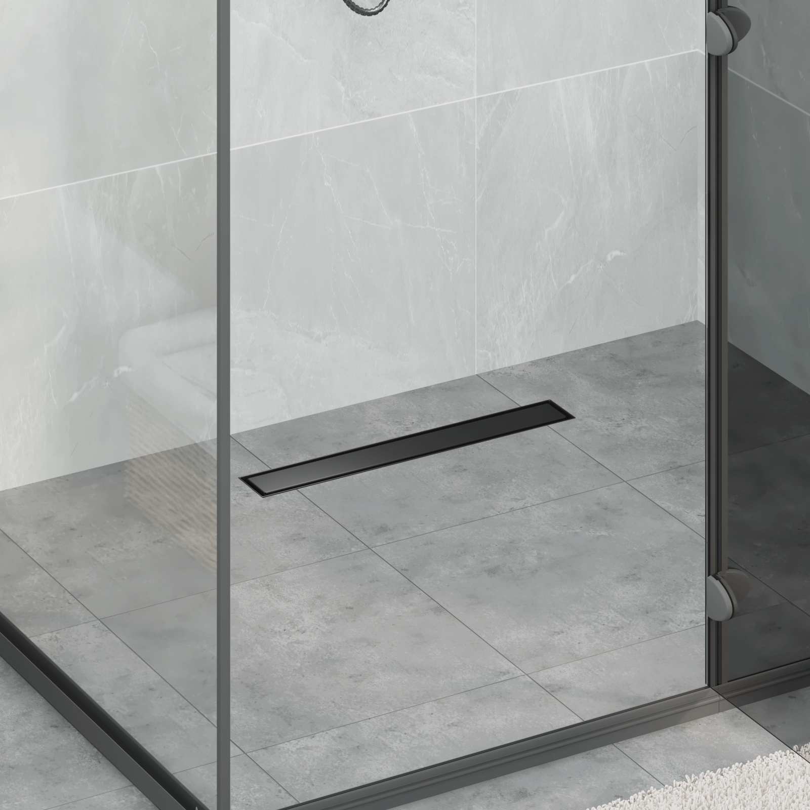 2 u 1 odvod za tuš Crna 60 cm Nehrđajući čelik 304