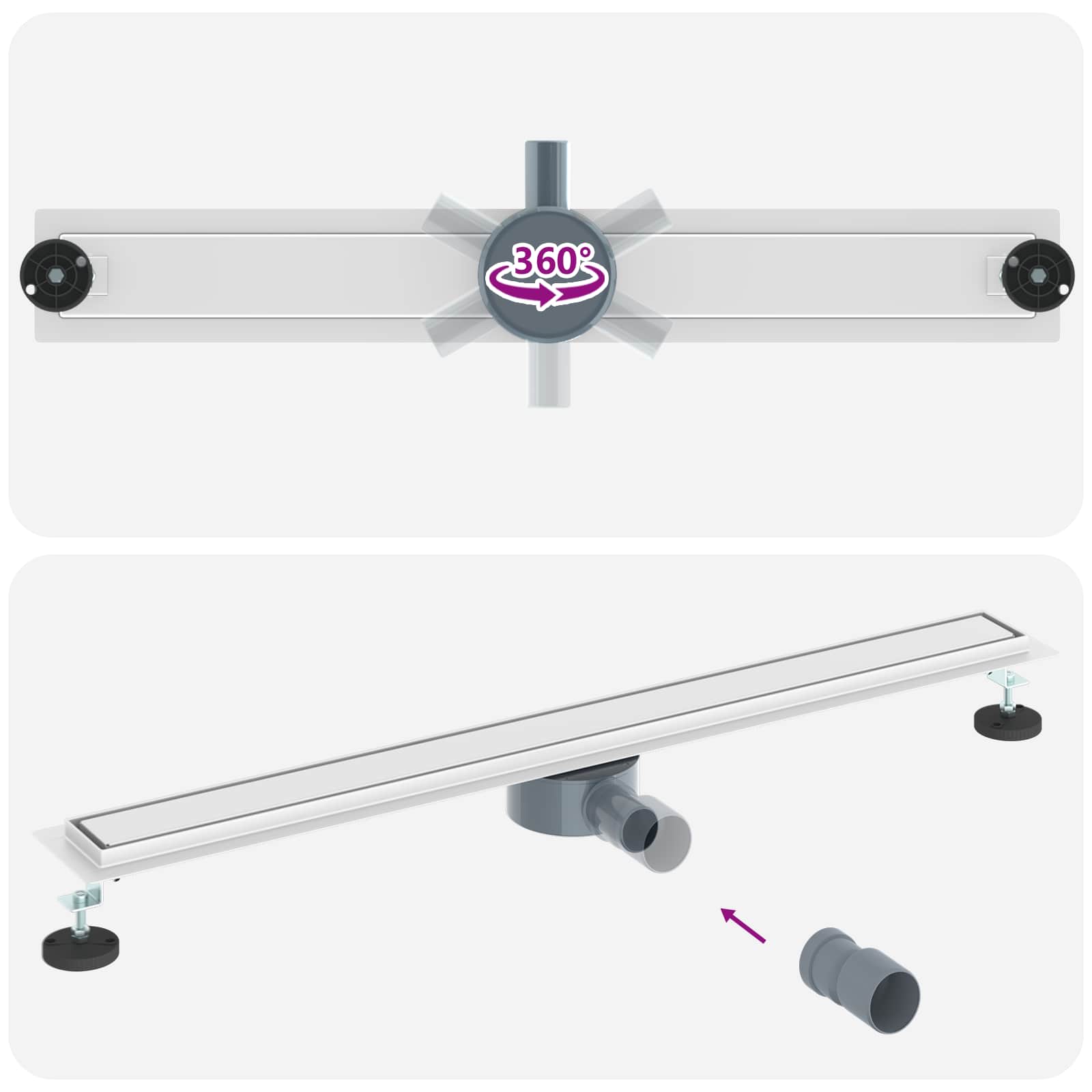Tuš kanal 2-u-1 sa 360° sifonom Srebrno 90 cm