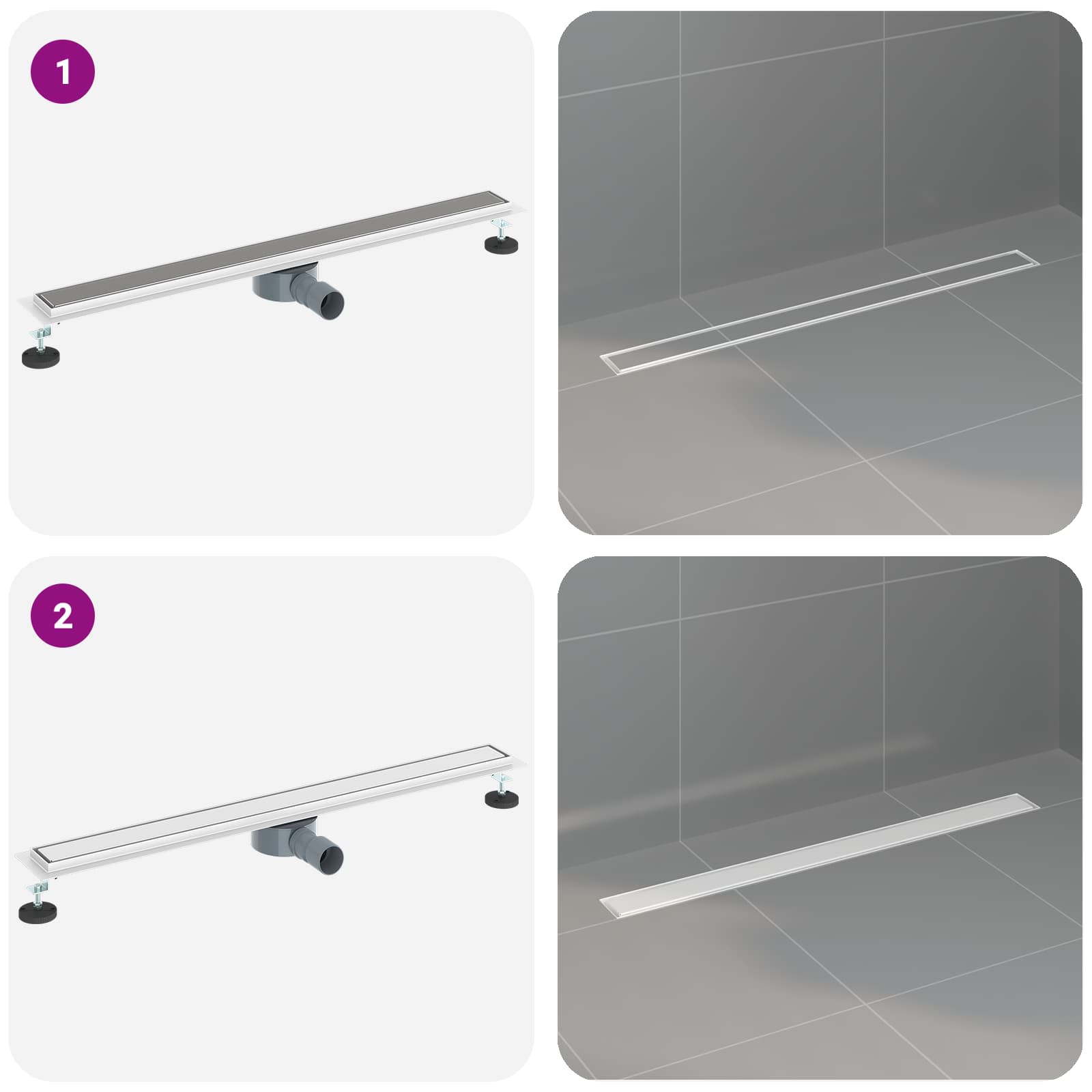 Tuš kanal 2-u-1 sa 360° sifonom Srebrno 90 cm