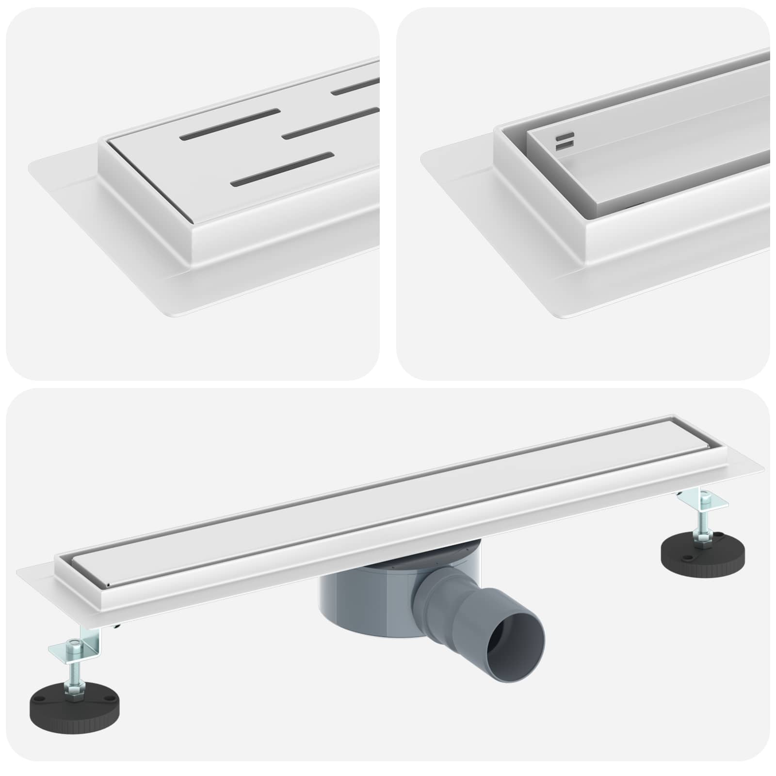 Tuš kanal 2-u-1 sa 360° sifonom Srebrno 54 x 11 x 9,5 cm