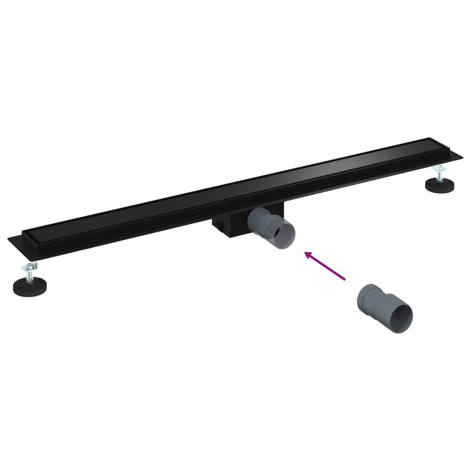 2 u 1 odvod za tuš Crna 90 cm Nehrđajući čelik 304