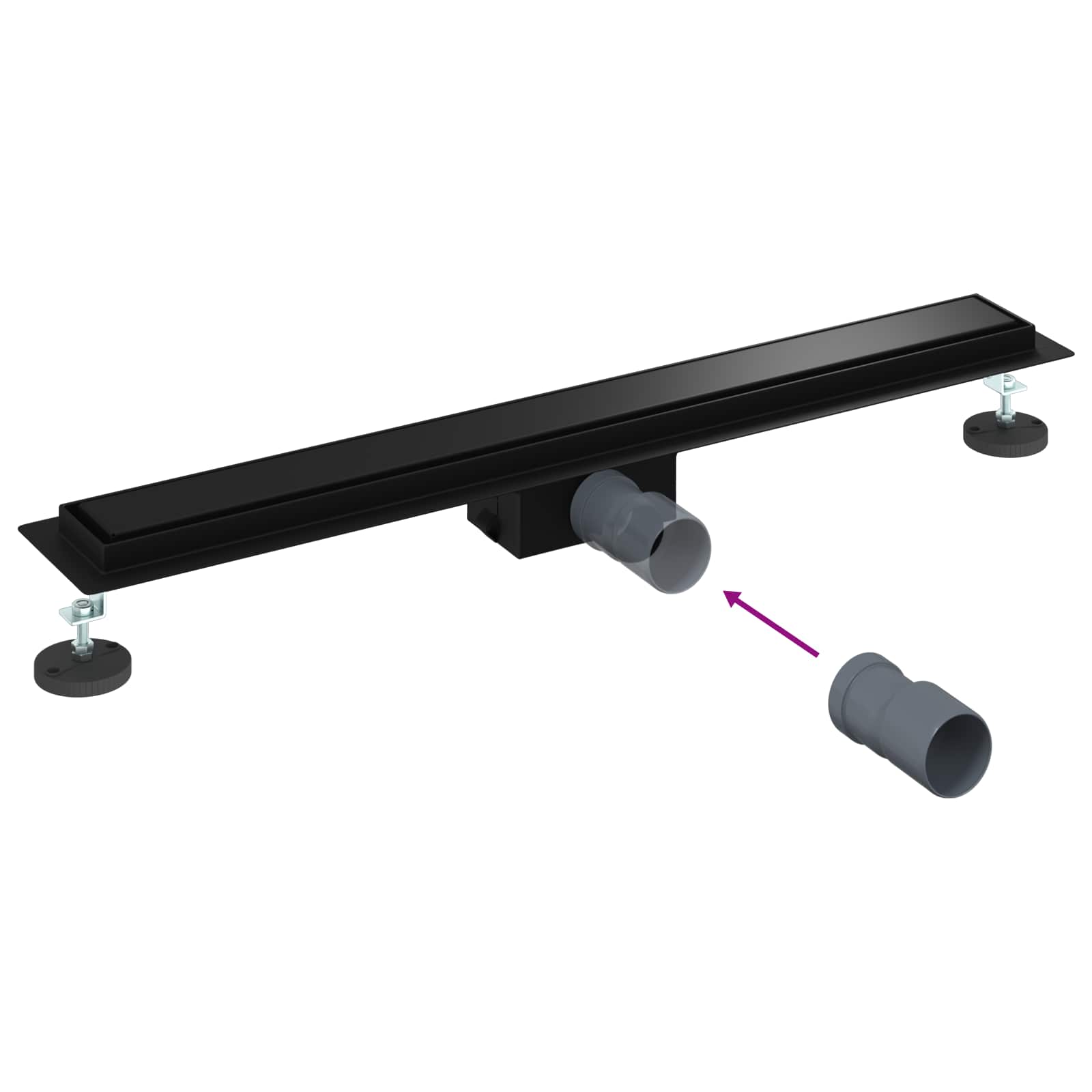 2 u 1 odvod za tuš Crna 80 cm Nehrđajući čelik 304