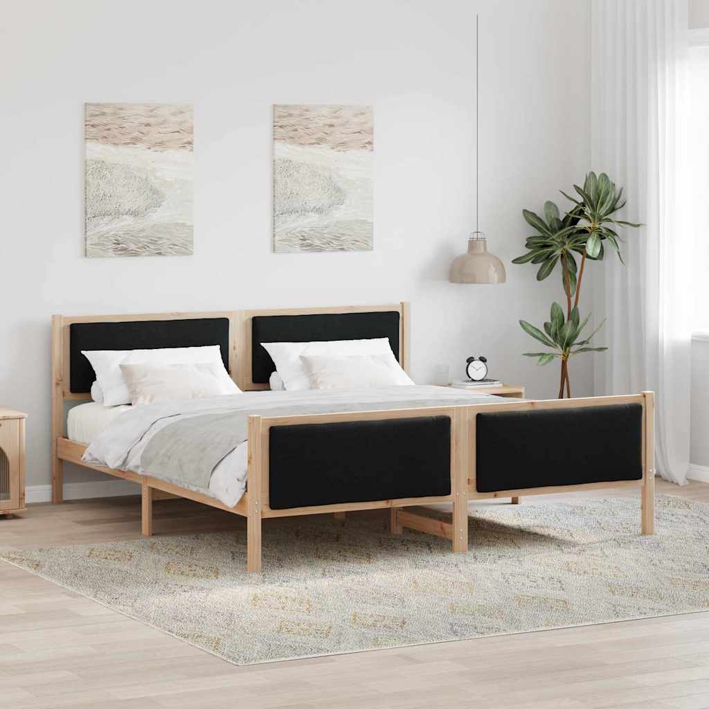 Krevetna konstrukcija s uzglavljem Crna 200 x 200 cm tkanina