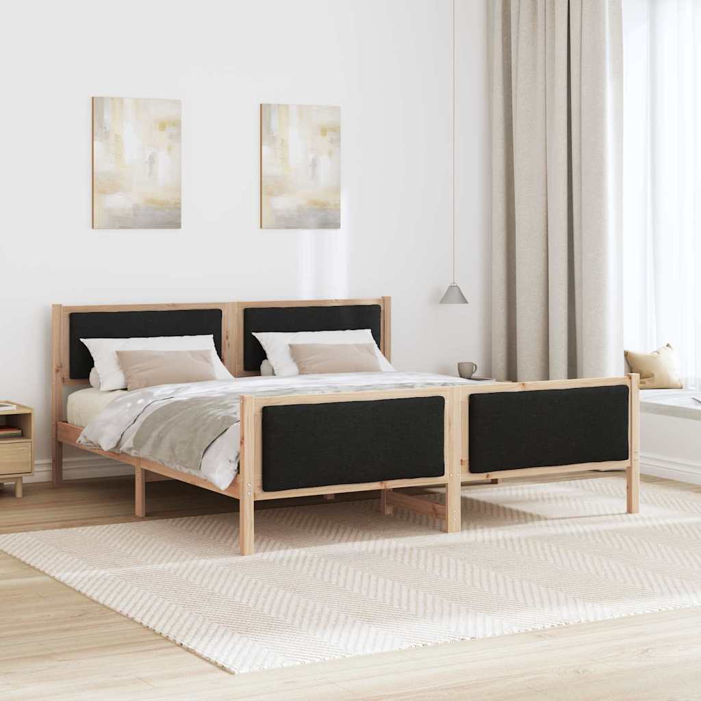 Krevetna konstrukcija s uzglavljem Crna 200 x 200 cm tkanina