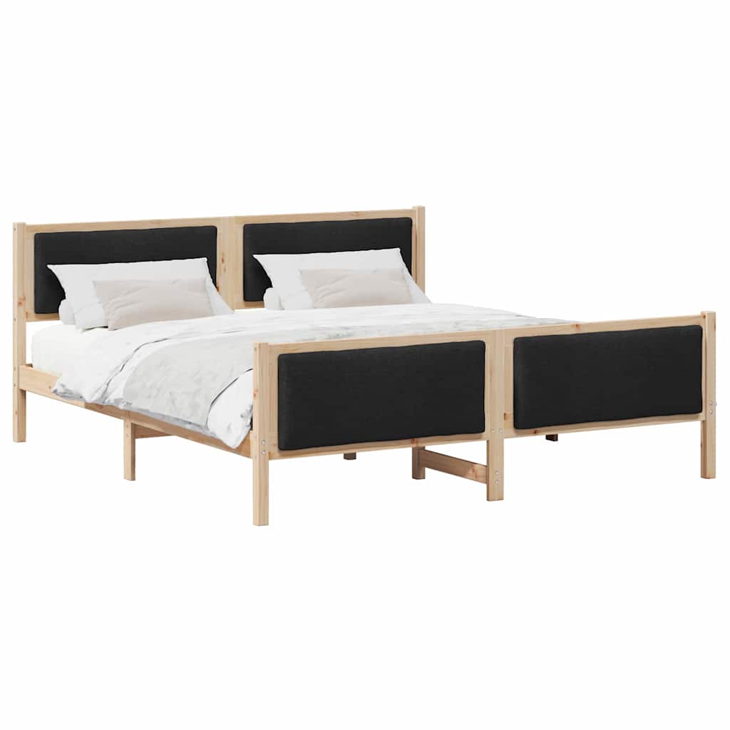 Krevetna konstrukcija s uzglavljem Crna 200 x 200 cm tkanina