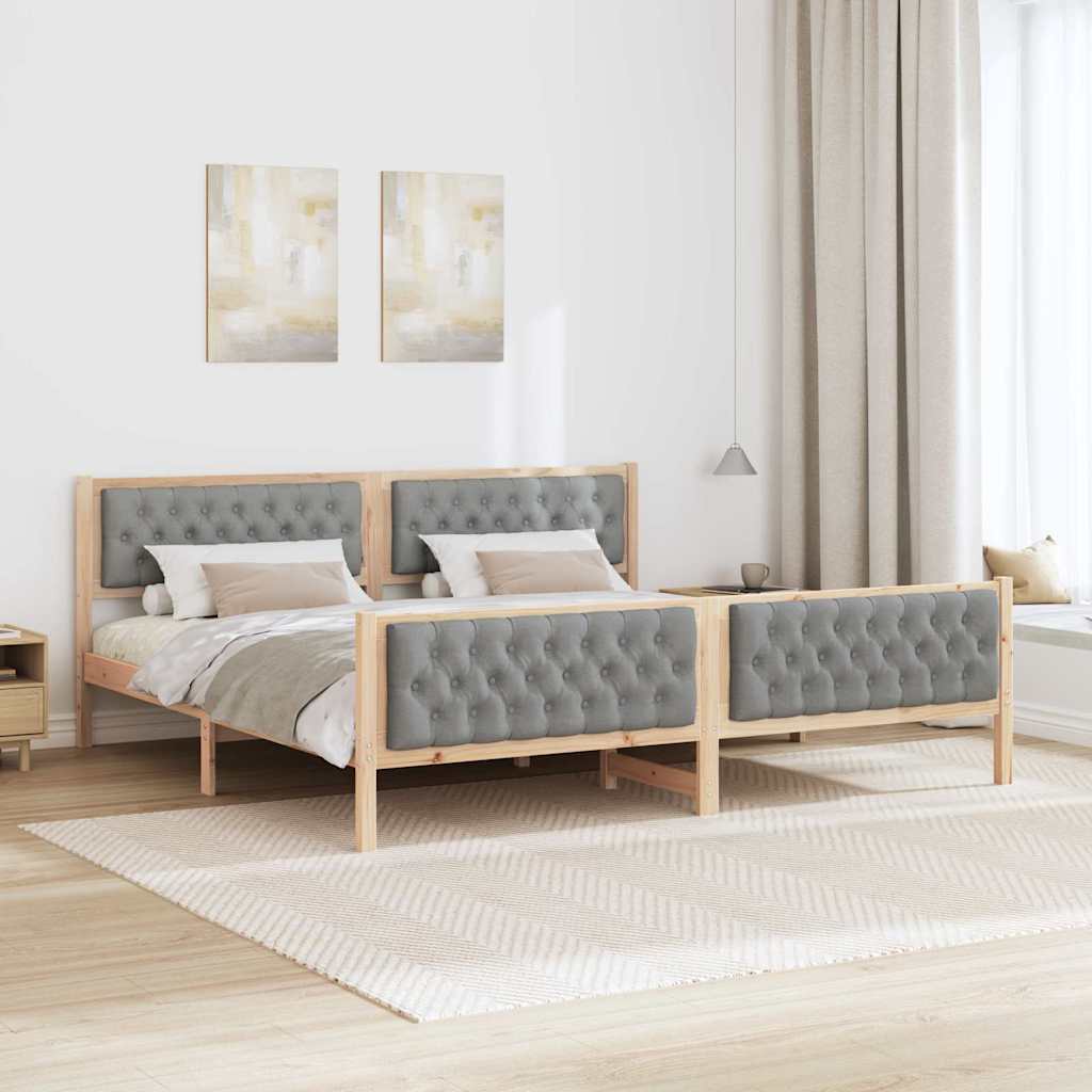 Krevetna konstrukcija s uzglavljem Svijetlo siva 200 x 200 cm