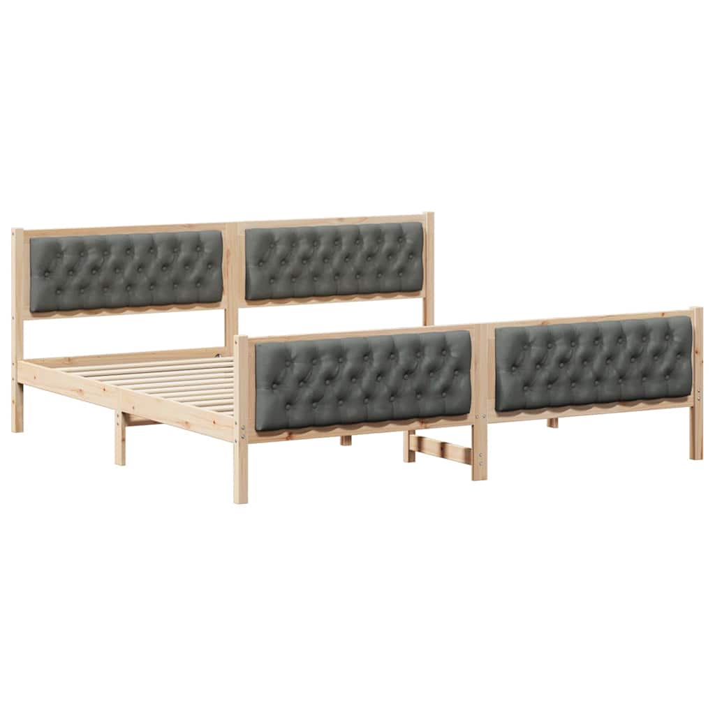 Krevetna konstrukcija s uzglavljem Tamno siva 200 x 200 cm