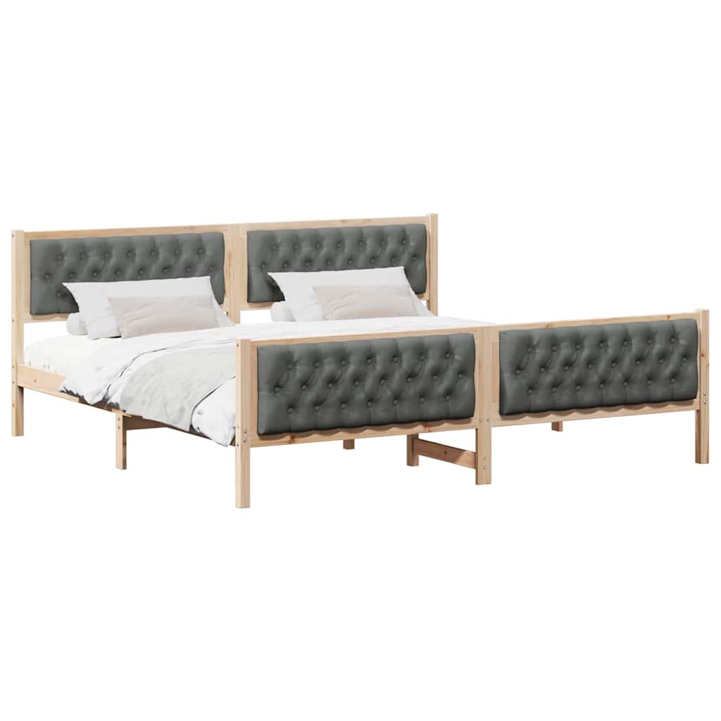 Krevetna konstrukcija s uzglavljem Tamno siva 200 x 200 cm