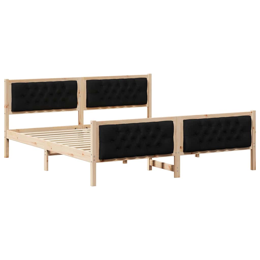 Krevetna konstrukcija Crna 180 x 200 cm Čvrsto borovo drvo