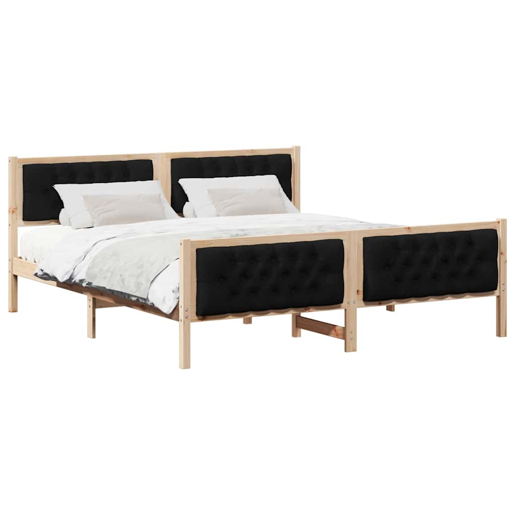 Krevetna konstrukcija Crna 180 x 200 cm Čvrsto borovo drvo