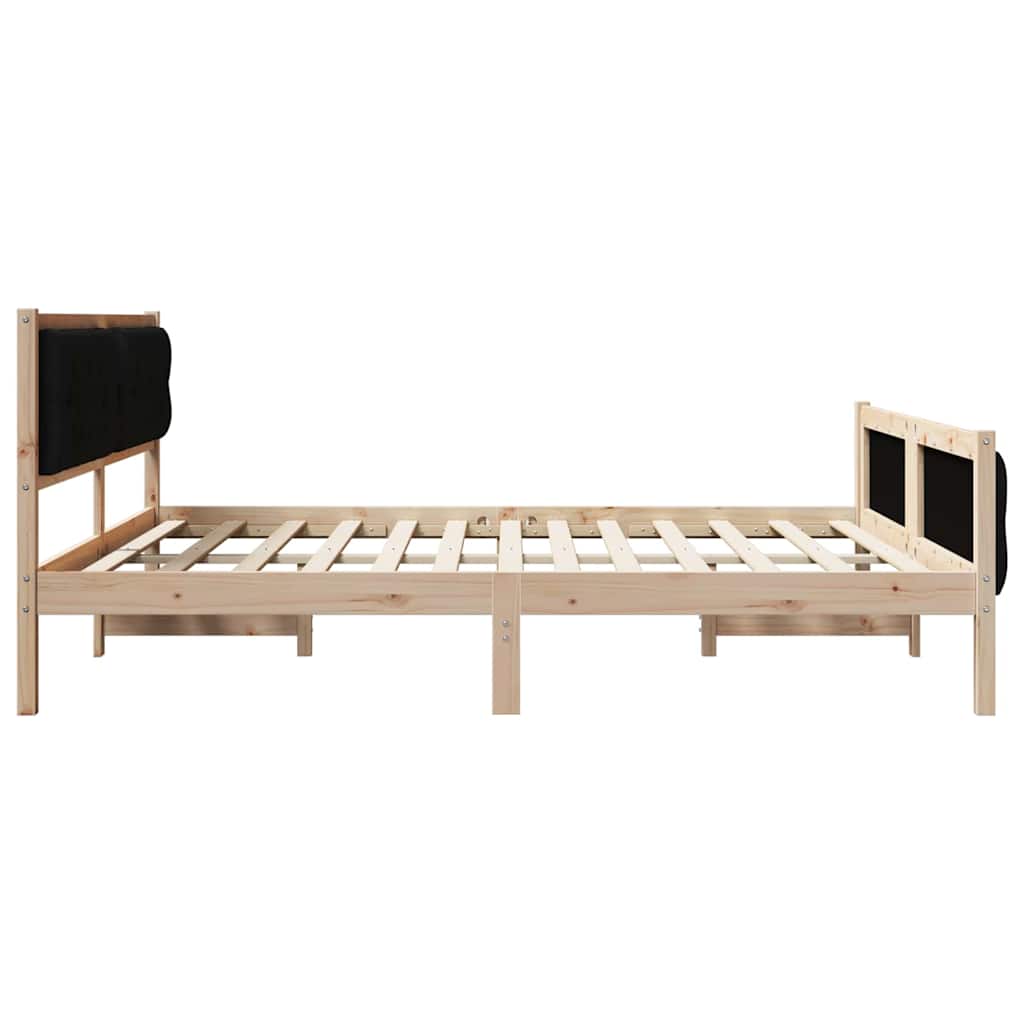 Krevetna konstrukcija Crna 180 x 200 cm Čvrsto borovo drvo