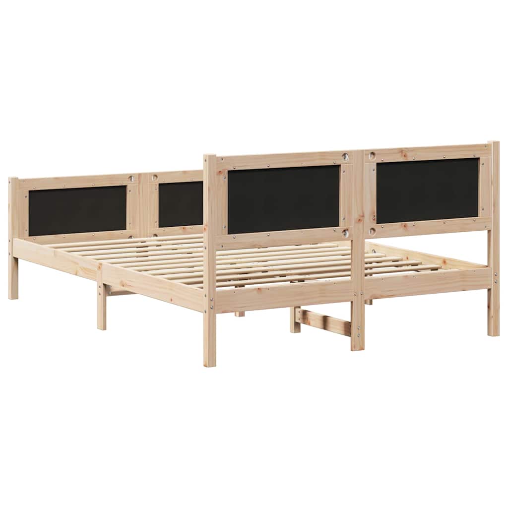 Krevetna konstrukcija Crna 140 x 200 cm Čvrsto borovo drvo