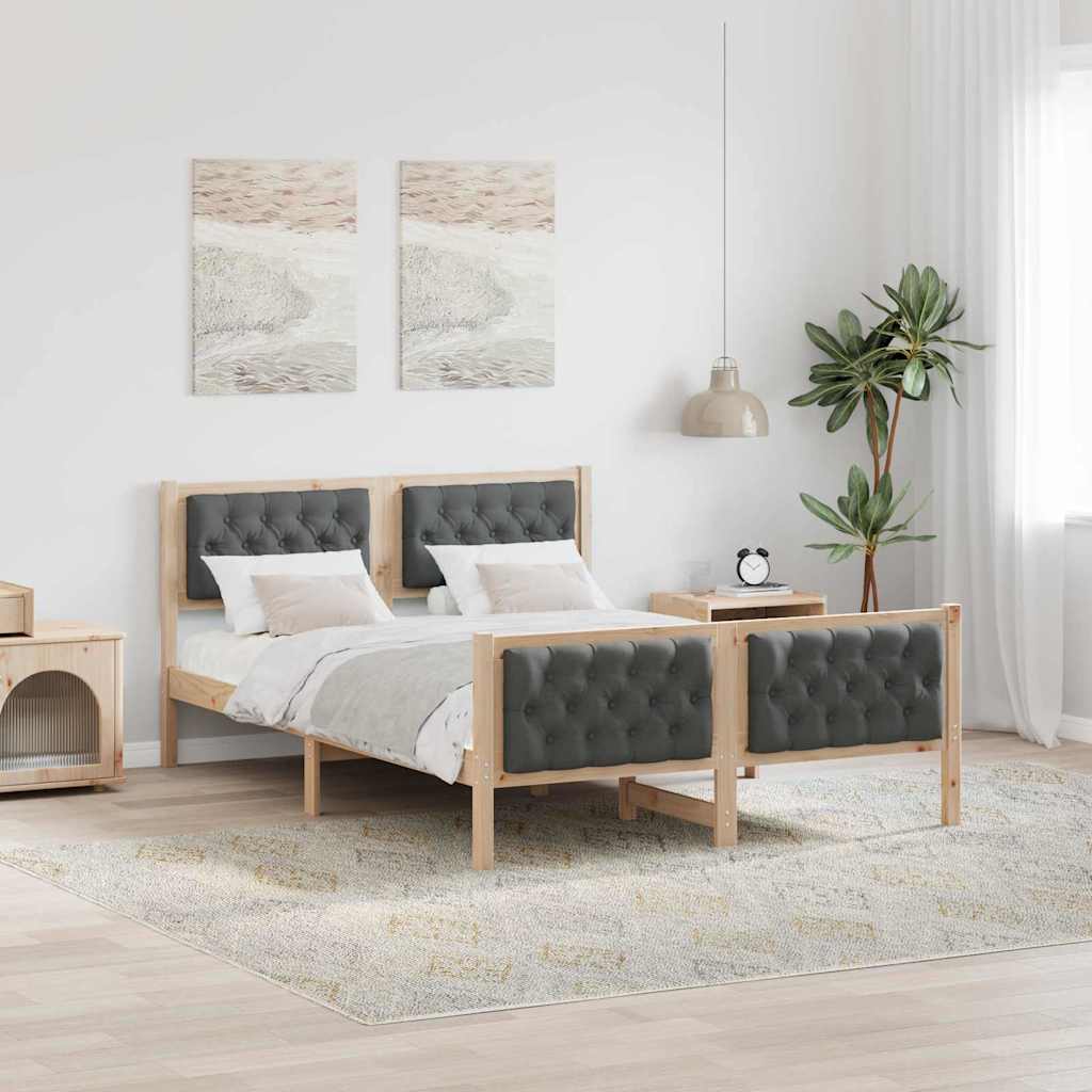 Krevetna konstrukcija s uzglavljem Tamno siva 140 x 190 cm