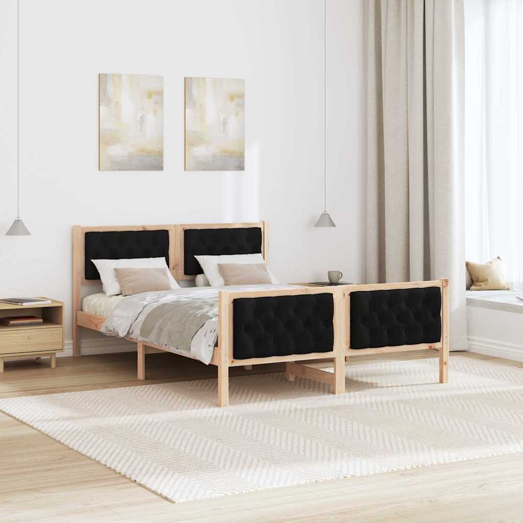 Krevetna konstrukcija Crna 140 x 190 cm Čvrsto borovo drvo